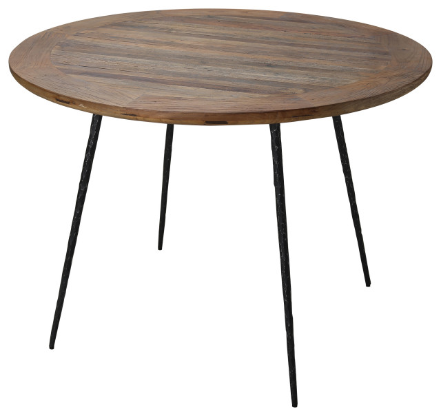 Minimalist Solid Wood Round 42 In, Rustic Solid Wood Round Dining Table