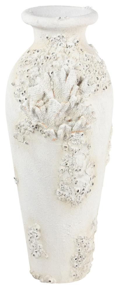 Large Floor Vase With Coral Nautical D cor 13"x 32.5" - Beach Style