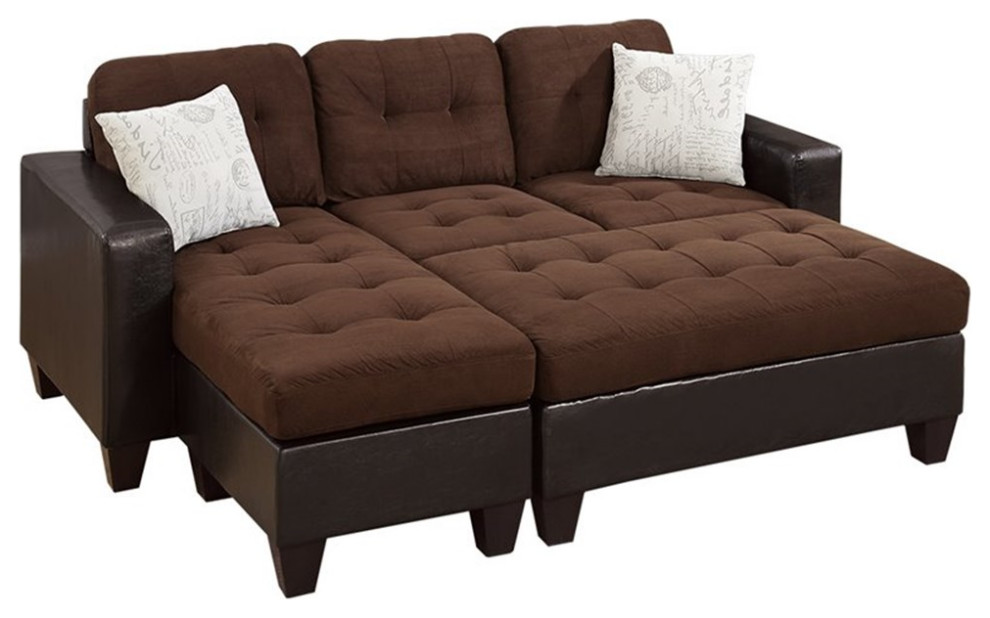 Poundex Furniture All in one Fabric Sectional in Chocolate Color