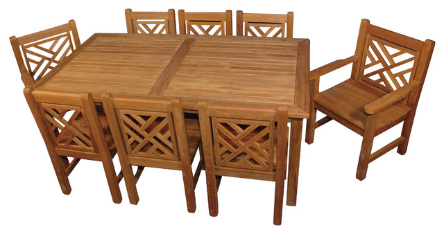 Teak Dining Set For 8 Harvest Table Chippendale Chairs Premium Teak Transitional Outdoor Dining Sets By Goldenteak Teak Patio Furniture