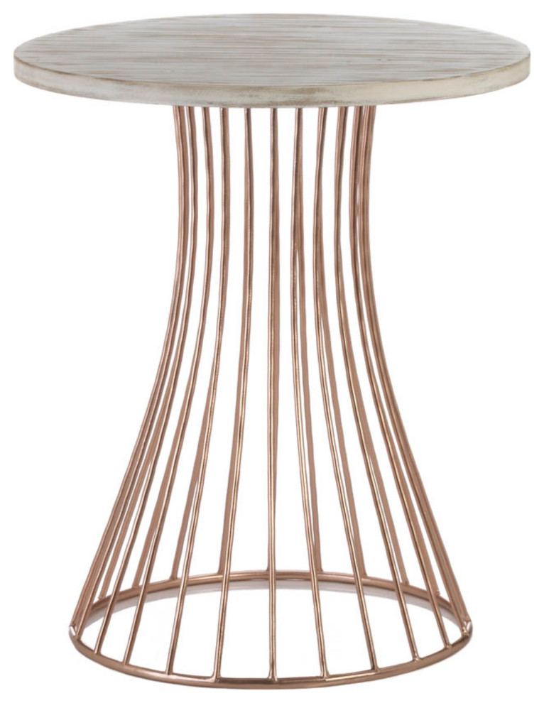 Rose Gold Base Circle Accent Side Table Farmhouse Side Tables And