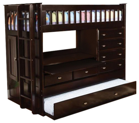 Loft Bed With Desk Dresser Trundle Transitional Bunk Beds By Loft Bed With Desk Dresser Trundle Transitional Bunk Beds By Custom Kids Furniture
