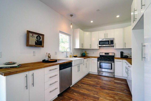 Modern Kitchen With Butcher Block Counters Modern Kitchen