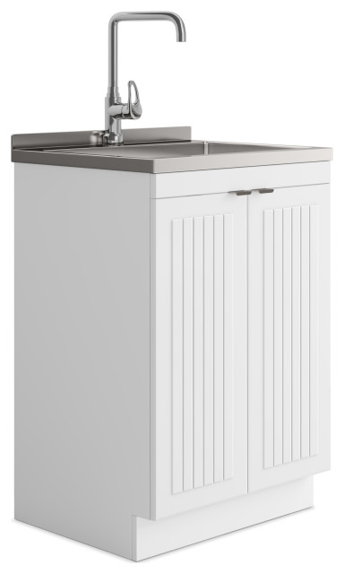 Murphy Transitional 24" Laundry Cabinet with Faucet and Stainless Steel Sink