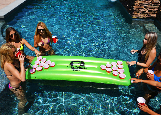 Pool Pong Table, Inflatable Floating Beer Pong Table, Includes 3 Balls ...
