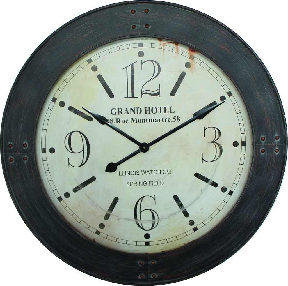 Circular Grand Hotel Wall Clock - Industrial - Wall Clocks - by HedgeApple