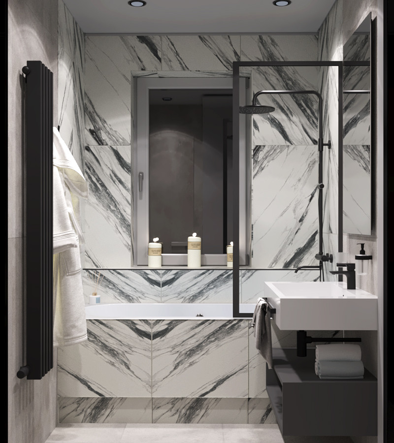 Современный санузел ЖК Бирюзовая жемчужина