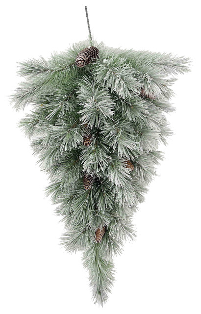 36" Christmas Pine Teardrop Swag with Frosted Snow 45 Tips