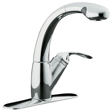 KOHLER K-6352-VS Avatar Single-Control Pullout Kitchen Sink Faucet with Right Si