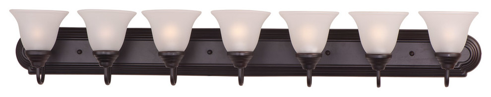 Essentials 7-Light Bath Vanity, Oil Rubbed Bronze With Frosted Glass/Shade