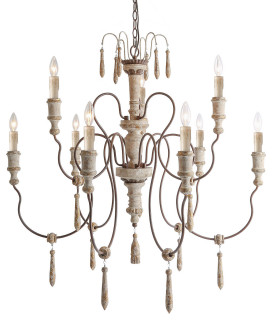 LALUZ 8-Light Shabby-Chic French Country Chandeliers Retro-white Rust ...