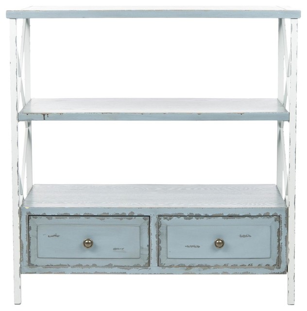 Chandra Console - Distressed Pale Blue/ White