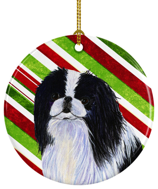 Ss4536-Co1 Japanese Chin Candy Cane Holiday Christmas Ceramic Ornament