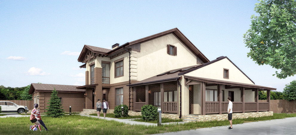 Индивидуальный жилой дом 300 м2 с пристроенным банным комплексом и гаражом