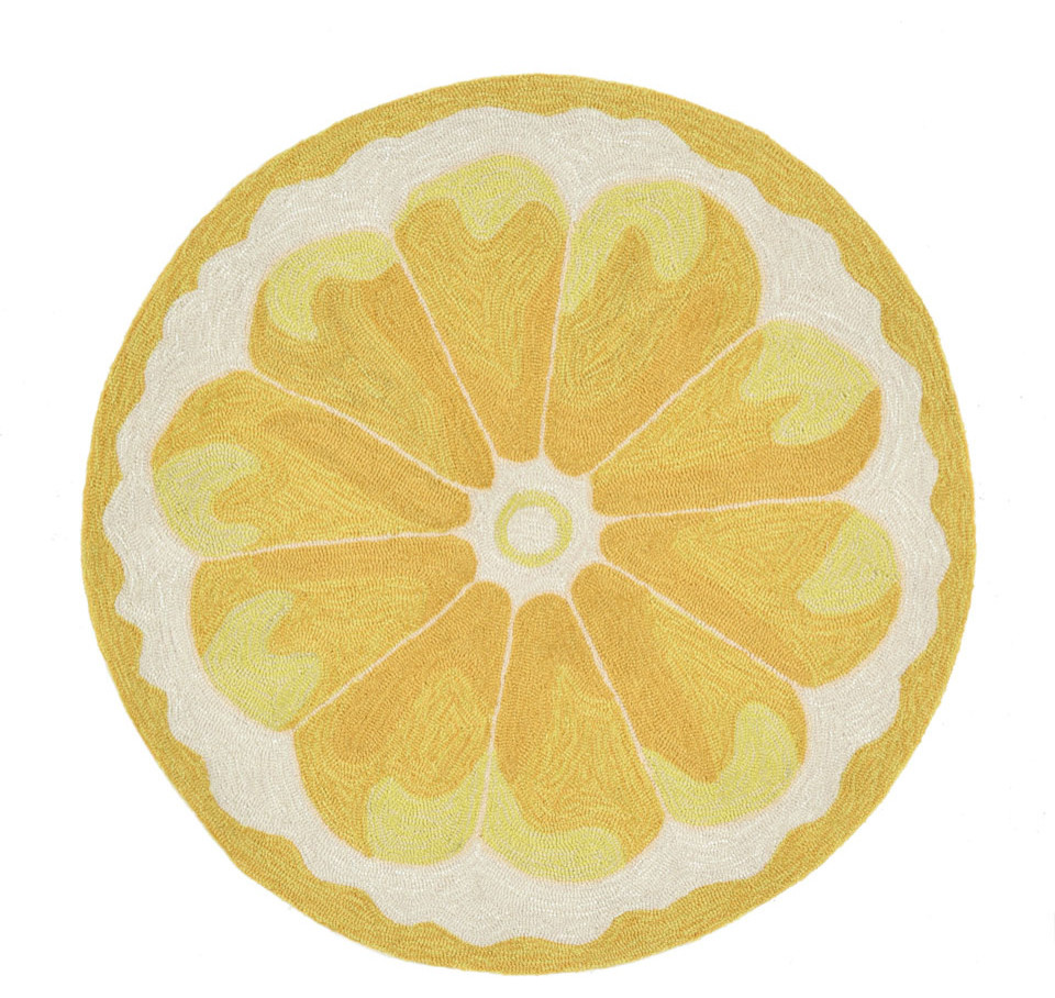 Frontporch Lemon Slice Indoor/Outdoor Rug Yellow 3' Round