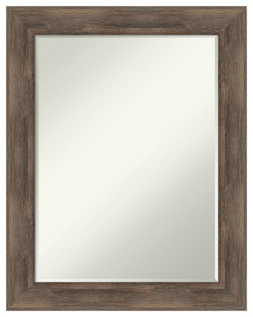 Hardwood Mocha Petite Bevel Wood Bathroom Wall Mirror 22.75 x 28.75 in.