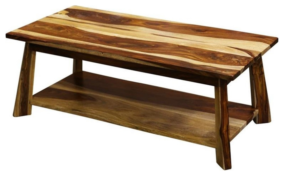 Kalispell Solid Sheesham Wood Coffee Table Rustic Coffee Tables by Homesquare Houzz