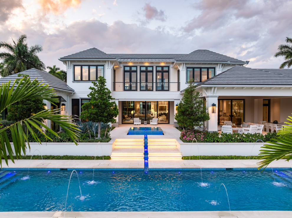Inspiration for a transitional exterior home remodel in Miami