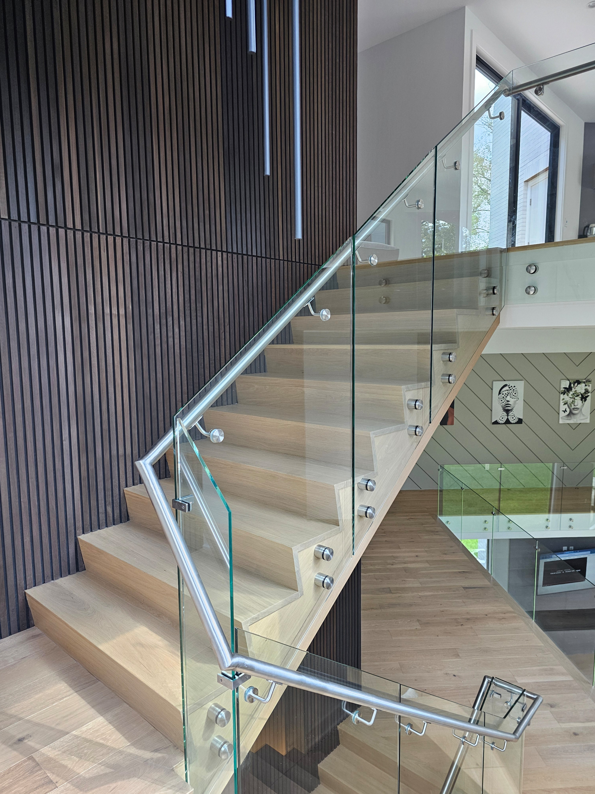 129_White Oak Slanted Riser Modern Stair, Mclean, VA 22102