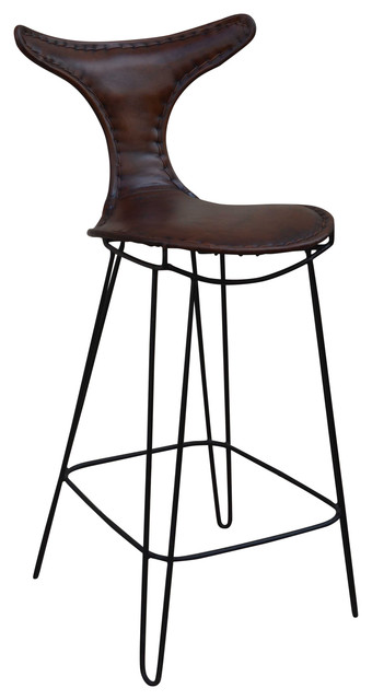 T Back Iron And Leather Bar Chair Brown Stools T Back Iron And Leather Bar Chair