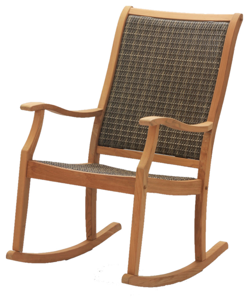 Dunham Teak Wood Porch Rocking Chair Tropical Outdoor Rocking