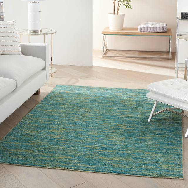 Nourison Essentials Nre01 Area Rug, Blue/Green, 5'x7' Contemporary