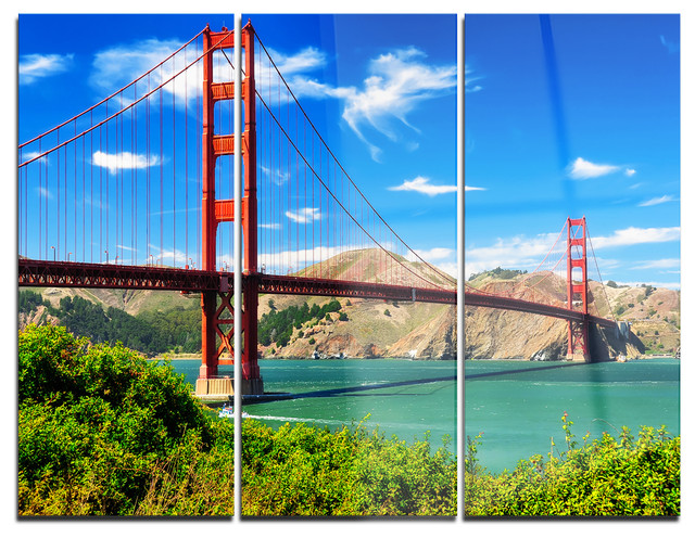 "San Francisco Golden Gate" Photo Metal Wall Art, 3 Panels, 36"x28"