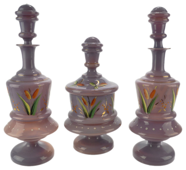 Consigned, BlownGlass Vanity Set Traditional Bathroom Accessory