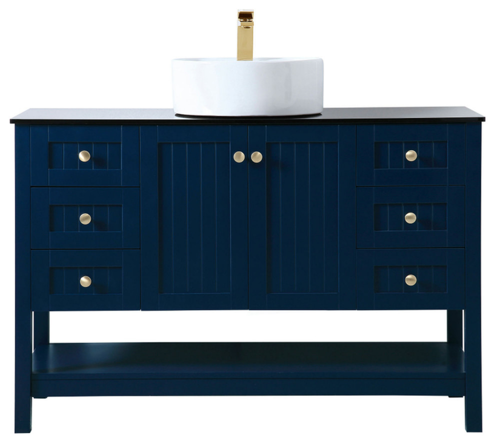 48" Vessel Sink Bathroom Vanity, Blue, Vf16248Bl - Transitional ...
