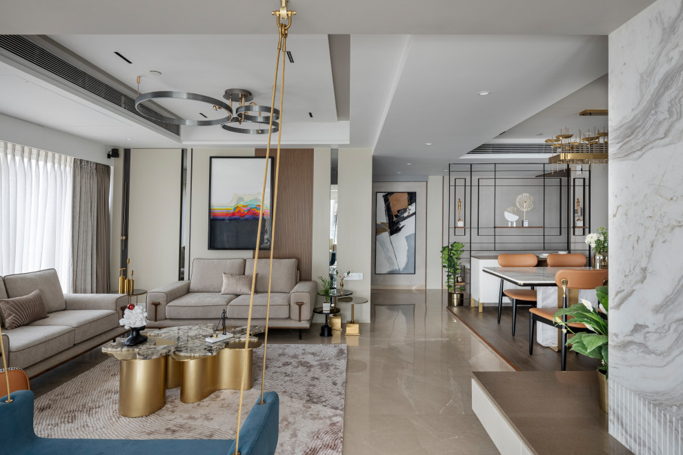 Design ideas for a contemporary living room in Mumbai.