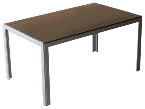 Meldecco-Winston Rectangle Patio Dining Table, White/Brown