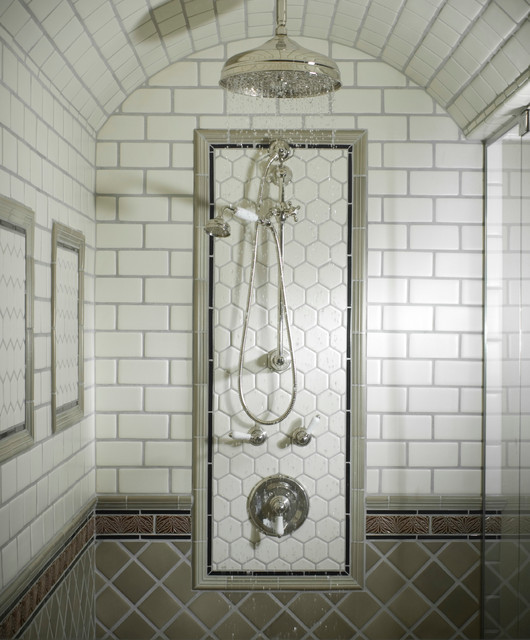 Barrel Ceiling Shower Traditional Bathroom New York By