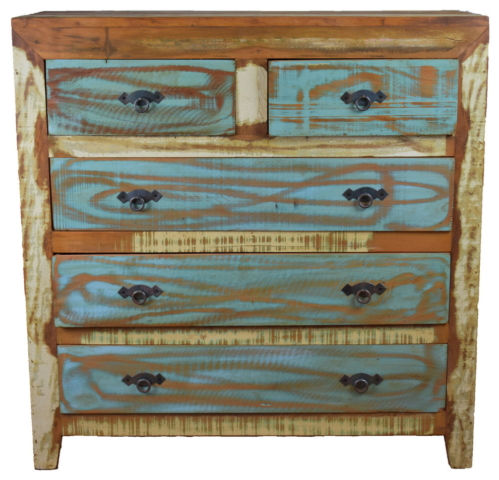 5 Drawer Reclaimed Peroba Wood Handmade Eco Friendly Dresser