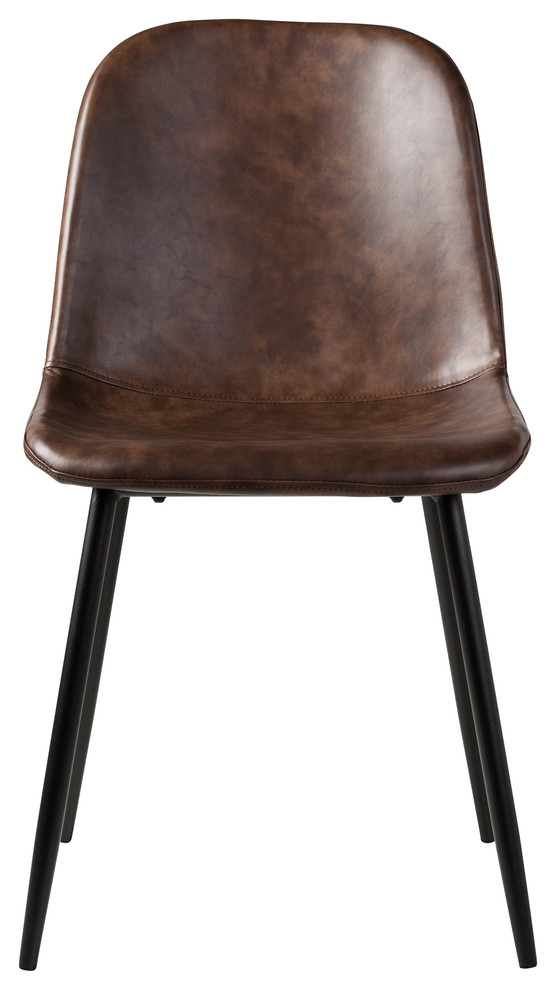 Norwich Distressed Brown Leather Dining Chair Industrial Dining