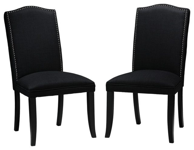 Duomo Linen Crown Dining Chairs, Black, Set of 2