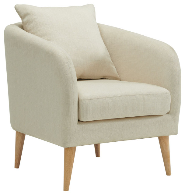 Picket House Zoe Accent Chair With Wooden Legs, Gray Midcentury