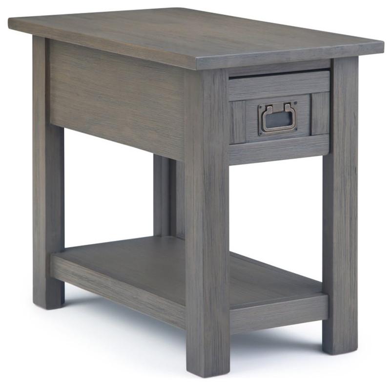 Simpli Home Monroe 1 Drawer End Table in Farmhouse Gray Transitional