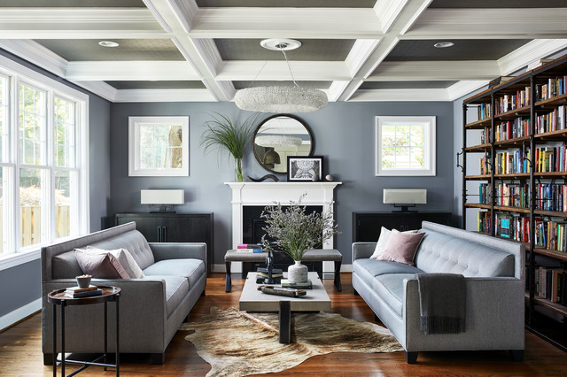 Soft Industrial transitional-living-room