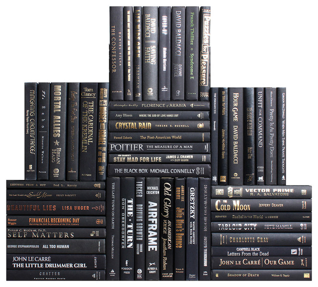 Decorative Books Modern Black Blended Accents Book Wall Set Of
