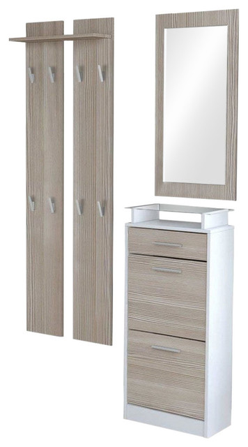 Modern Furniture Wardrobe Set, MDF With Shoe Cabinet Wardrobe Panel and Mirror,
