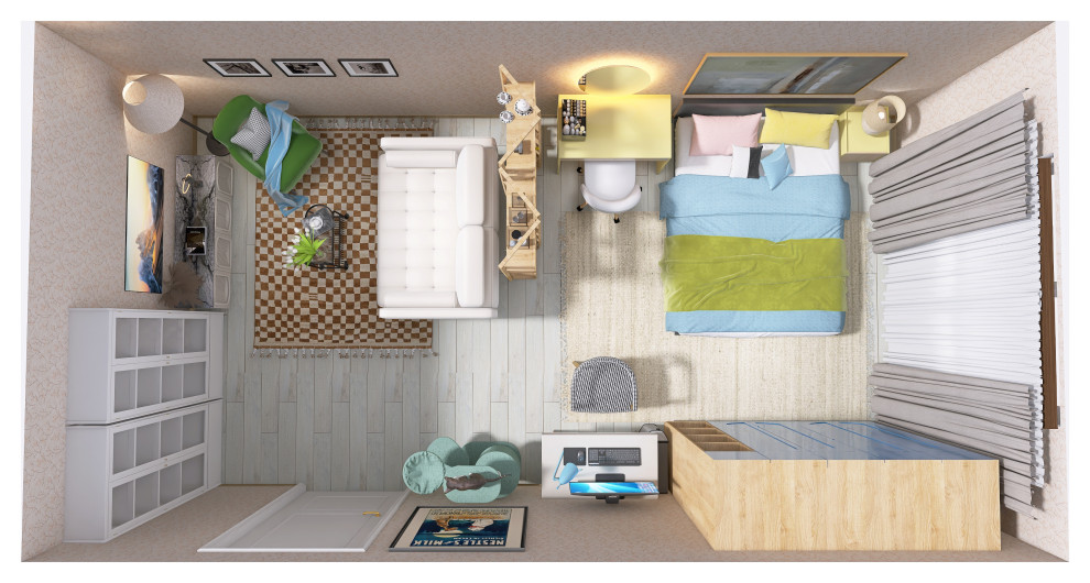 Комплектация комнаты в однокомнатной квартире