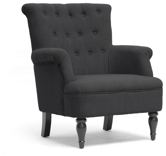 Baxton Studio Crenshaw Dark Gray Linen Modern Club Chair