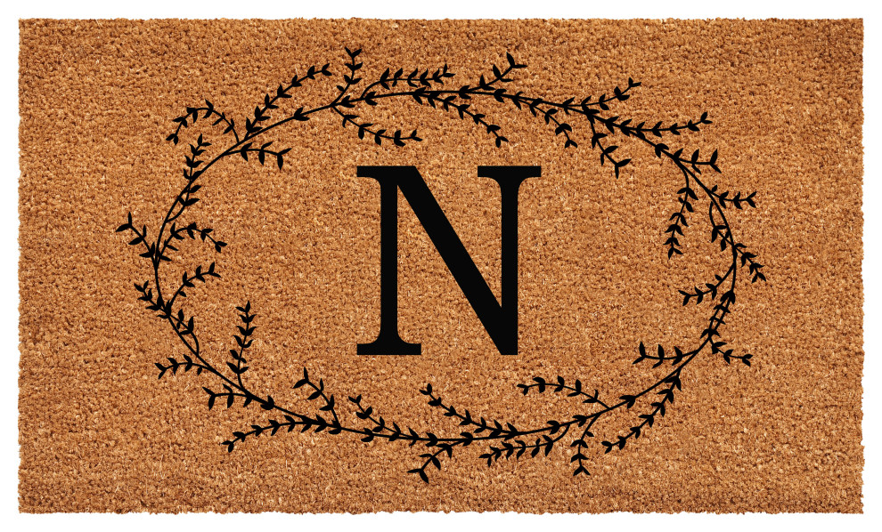 Calloway Mills Rustic Leaf Vine Monogrammed Doormat, 36"x72", Letter N
