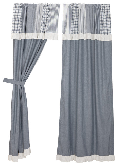 Sawyer Mill Blue Panels With Attached Valance Farmhouse