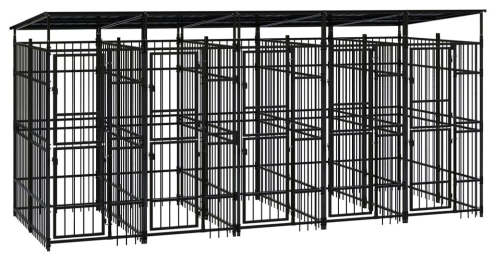 VidaXL Outdoor Dog Kennel, Large Dog Crate With Lockable Door, Dog Cage