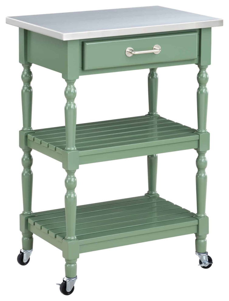 Carolina Kitchen Cart With Stainless Steel Top Eclectic Kitchen