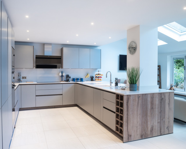 Rotpunkt kitchen in Titanium and Brown wild Oak Modern Kitchen