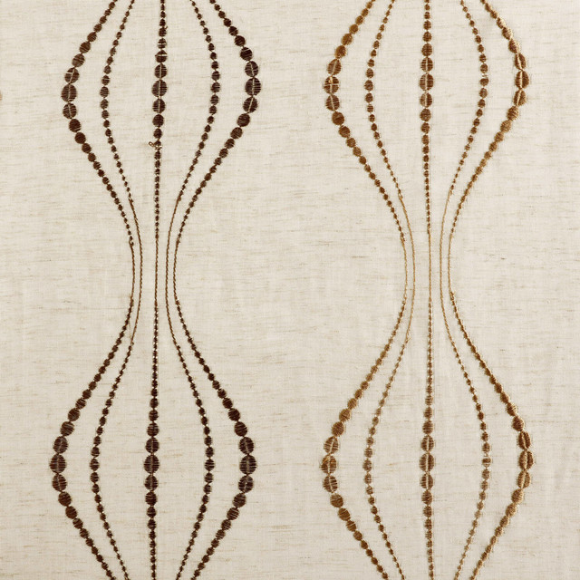 Suez Bronze Embroidered Faux Linen Sheer Fabric Sample, 4"x4", 4"x4