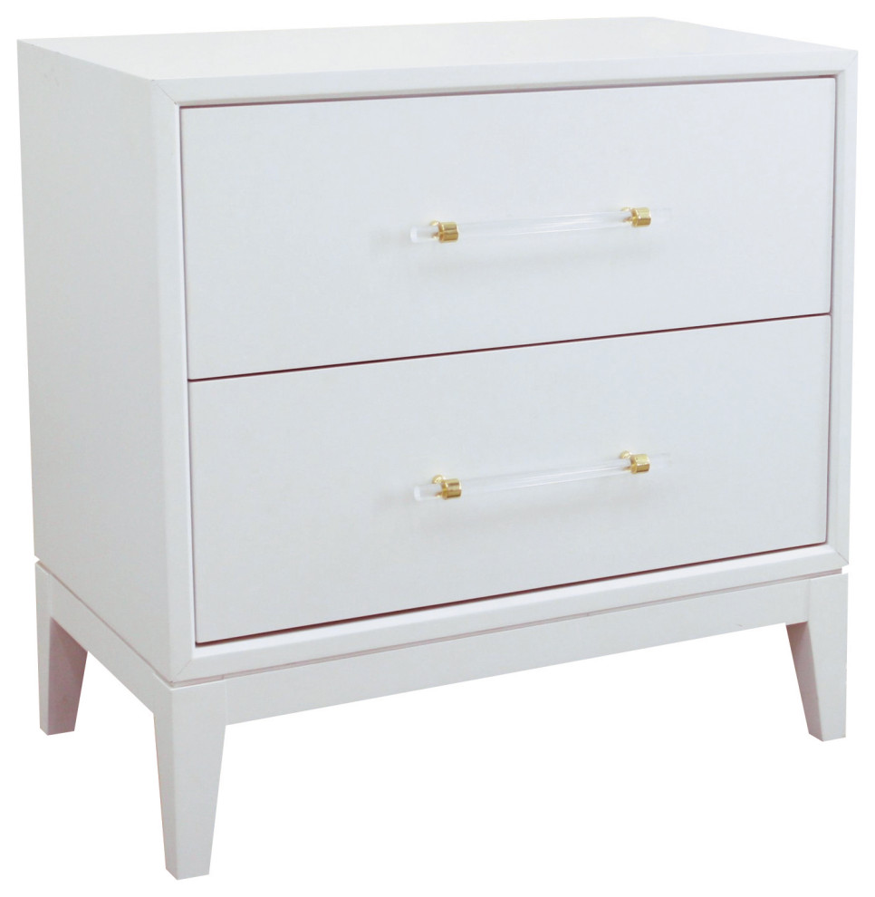 Orbis White Lacquer Nightstand Transitional Nightstands And Bedside