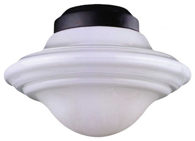 One Light Flat Black White Opal Glass Fan Light Kit